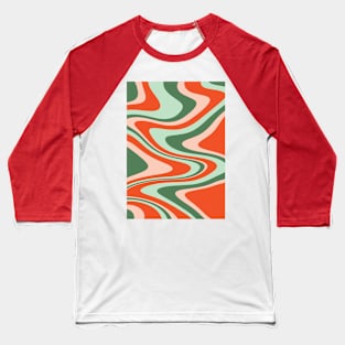 Groovy retro swirls with strawberry color palette Baseball T-Shirt